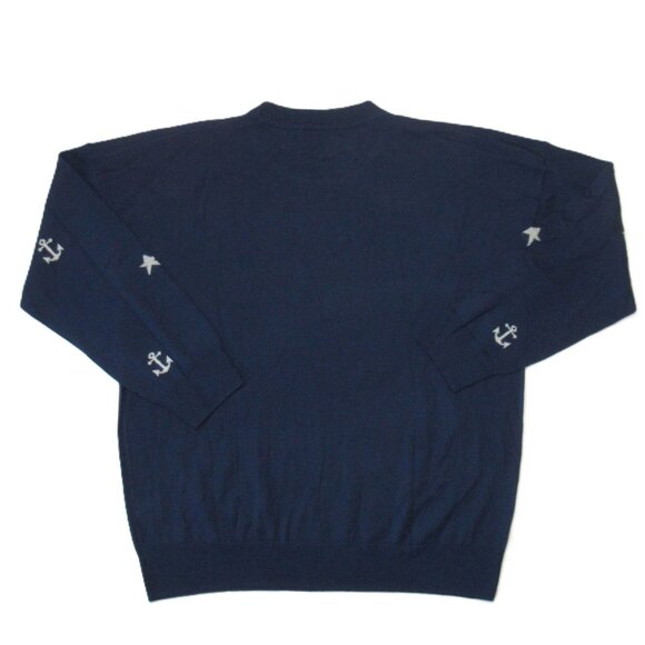 NWT J.Crew Merino Wool Sweater in Navy Ivory Anchors and Stars Knit Pullover L - Picture 8 of 8